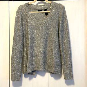 Moda International silver sparkle sweater Large